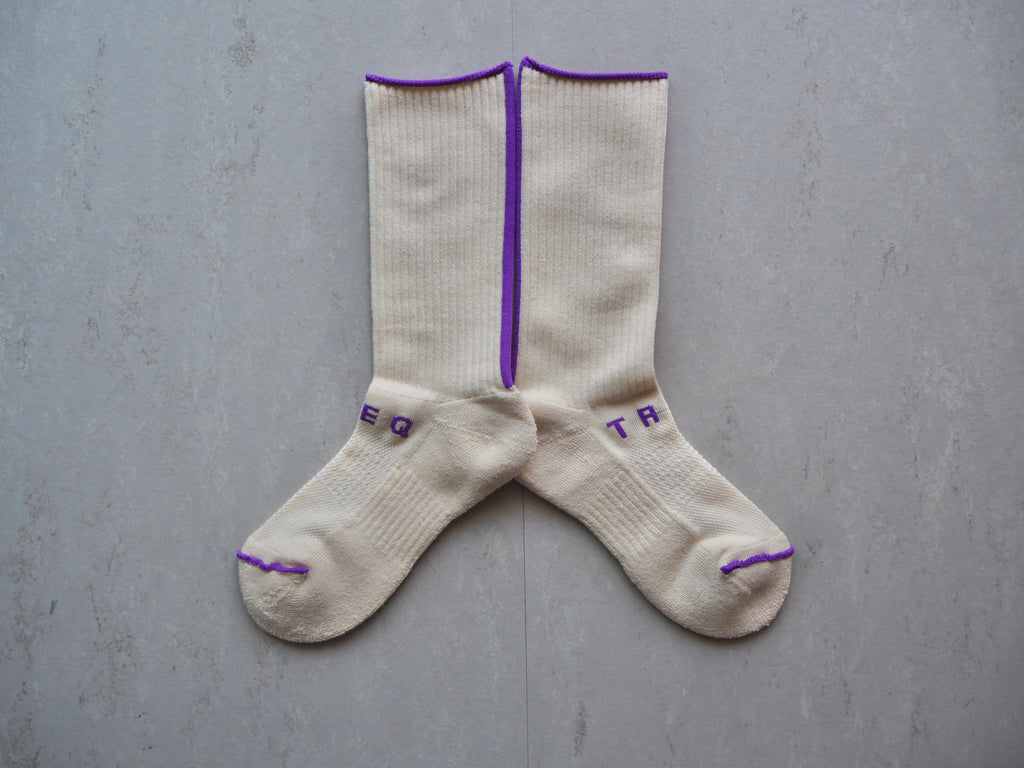Stock Sock＋ WOOL×COTTON / Crew ［メリノウール/ジャスパー×コットン/アルティメイトピマ］<パープル>　