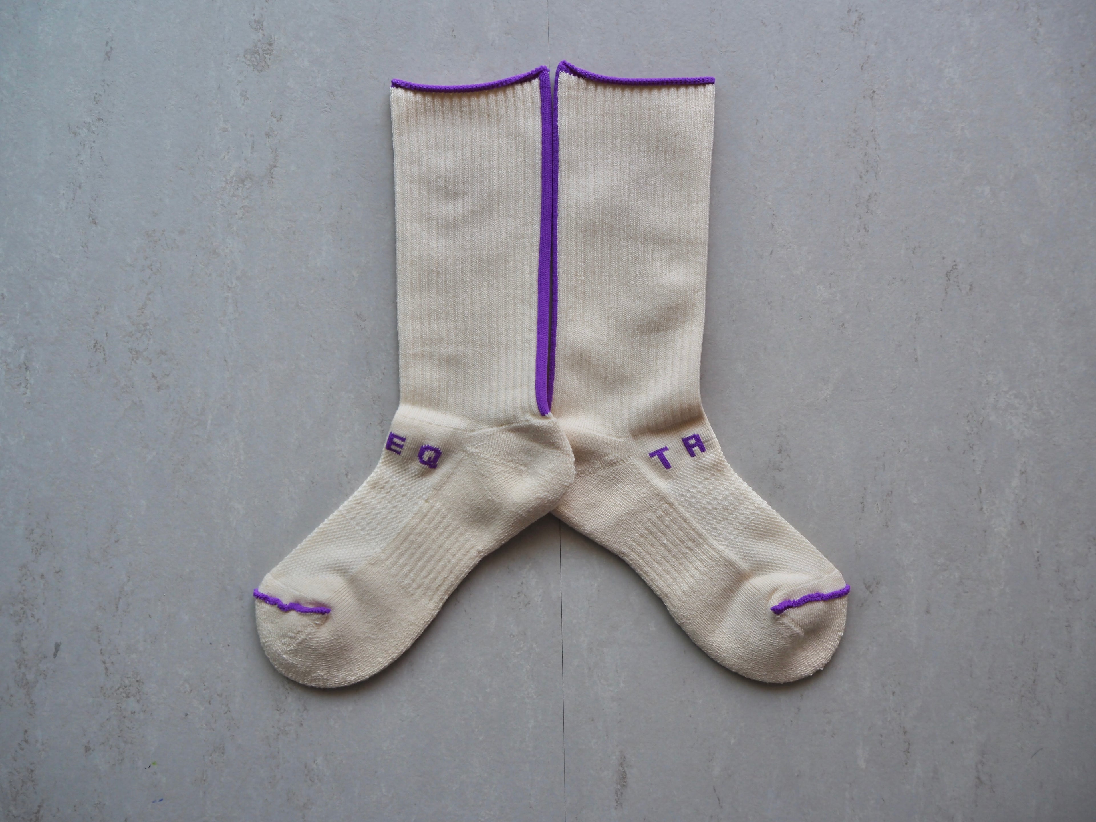 Stock Sock＋ WOOL×COTTON / Crew ［メリノウール/ジャスパー×コットン/アルティメイトピマ］<パープル>　