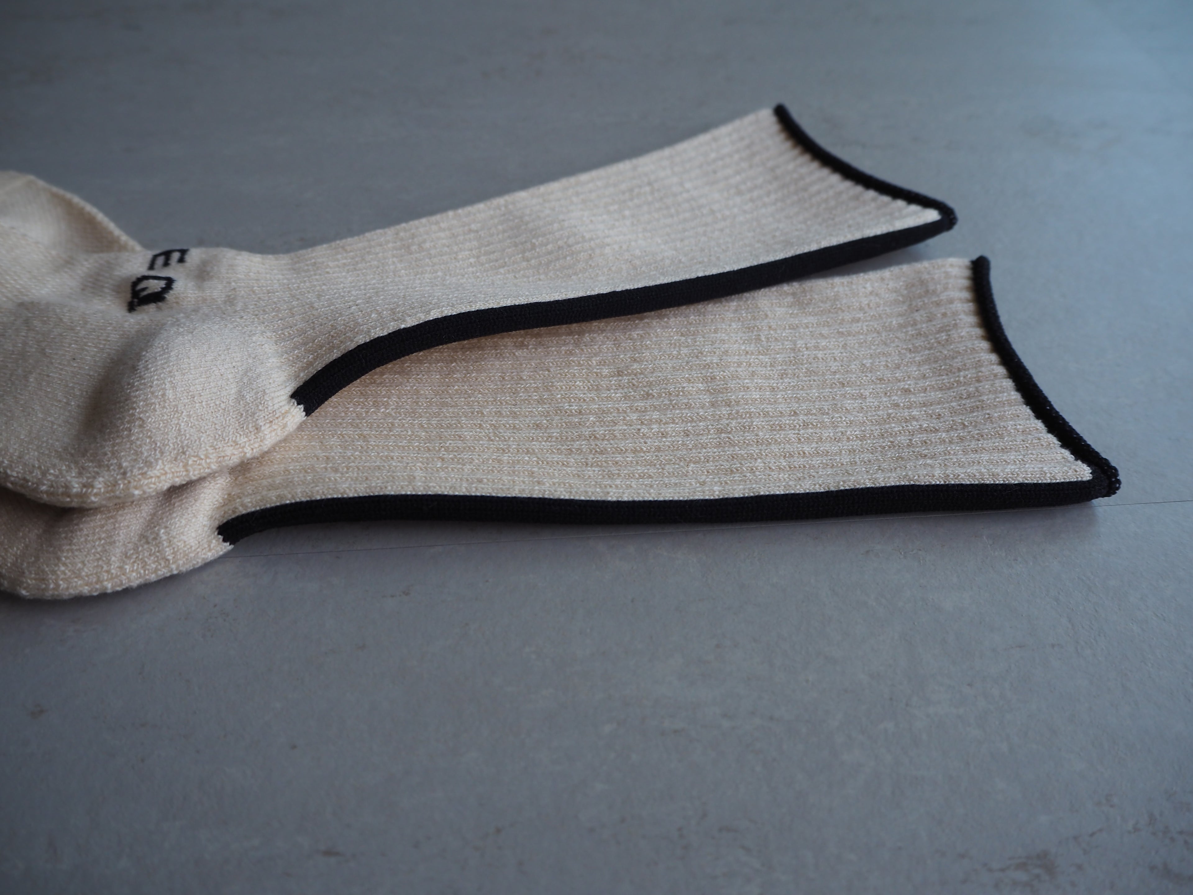 Stock Sock WOOL×COTTON / Crew ［メリノウール×コットン］<ブラック>　